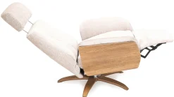 DESOTO Reclinerfåtölj manuell MEDIUM tyg Symphony 9783 pearl, rökt ek, fot Woodstar WSV3, handtag svart