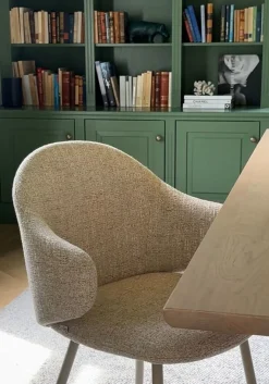 DRAKE Karmstol ljusbeige tyg/beige metallben