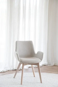 DRIMSDALE karmstol beige tyg/vitpigmenterade ekben