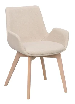 DRIMSDALE karmstol beige tyg/vitpigmenterade ekben