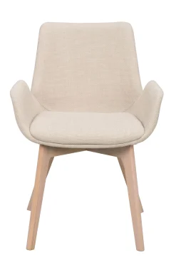 DRIMSDALE karmstol beige tyg/vitpigmenterade ekben