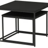 DUDOS 2-dels satsbord KVADRAT svartbetsad lackad askfanér/metallben 55x55x45cm + 45x45xh35 cm