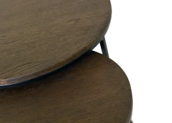 DUDOS 2-dels satsbord RUND Ø49/45 brunbetsad lackad ekfanér/metallben Ø49/H52cm + Ø45/H48cm