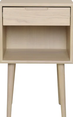 EMINENTE Sängbord, högt,vitpigmenterad ek, lackad ekfaner, massiva ekben