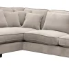ESTELLE Casual Hörnsoffa DIV V m öppet avslut vänster traditionella ryggkuddar tyg More Rabbit/sv ben