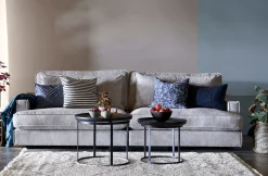 ESTELLE Casual 3,5-sits soffa traditionella ryggkuddar tyg Chester Ash-72/svarta ben
