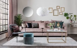 ESTELLE Chill 3,5-sits soffa kuvertryggkuddar tyg Meda dusty pink