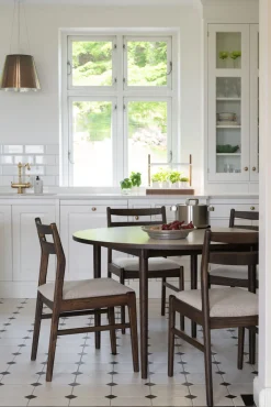 FAIRMOUNT Matbord runt Ø120 beige HPL/brun ek