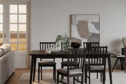 FILIPPA Stol mörkbrun ek/beige tyg