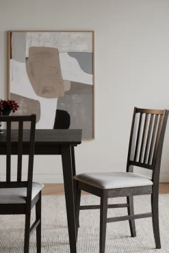 FILIPPA Stol mörkbrun ek/beige tyg