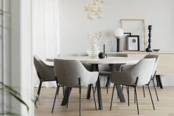 Fred matbord runt 160 vitpigmenterad ek/svart