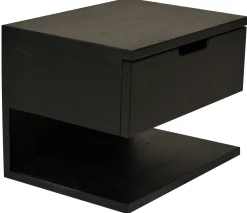 FRIZZANTE sängbord/hylla för vägg svart, svartlackad ek