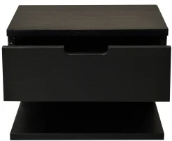 FRIZZANTE sängbord/hylla för vägg svart, svartlackad ek