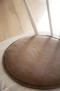 FULTON sittdyna rund brun läder-textil