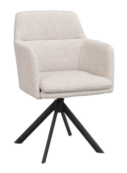GLADSTONE karmstol ljusbeige tyg/svart metall snurr-tilt