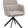 GLADSTONE karmstol mörkbeige tyg/svart metall snurr-tilt
