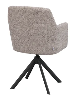 GLADSTONE karmstol mörkbeige tyg/svart metall snurr-tilt