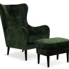 GLENDALE Fotpall tyg Adore Hunter Green 156, svarta ben