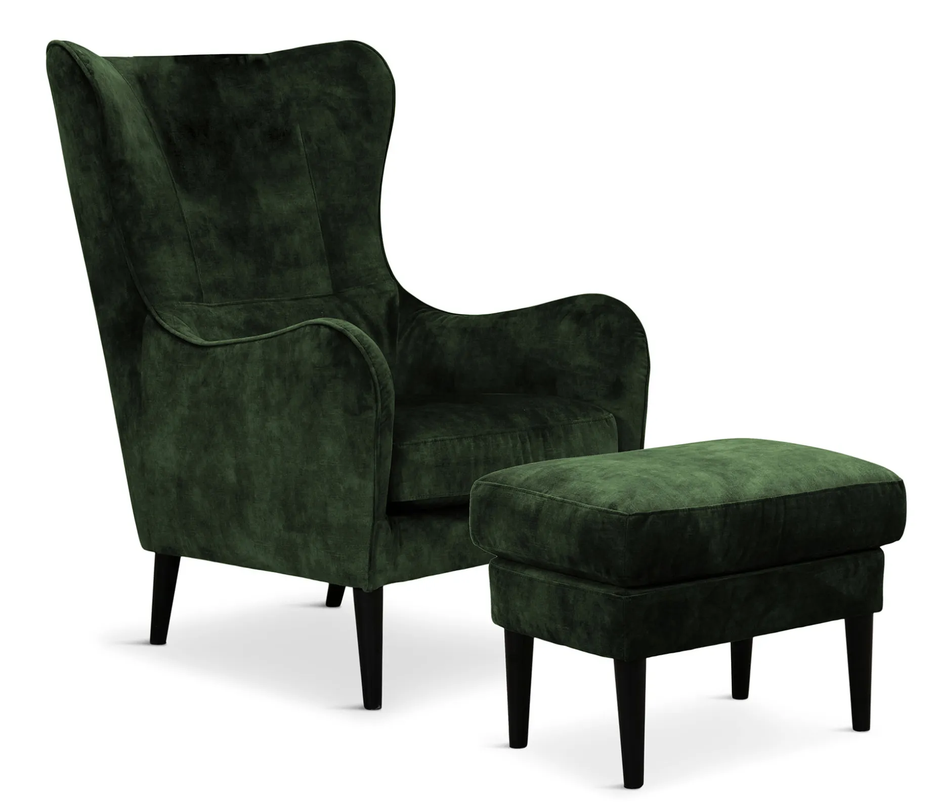 GLENDALE Fotpall tyg Adore Hunter Green 156, svarta ben