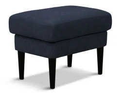 GLENDALE Fotpall tyg Centauri Deep blue 86, svarta ben