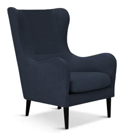 GLENDALE Fåtölj tyg Centauri Deep blue 86, svarta ben