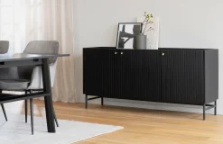 HALIFAX Sideboard 160 svart ek svart metall