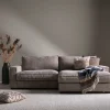 HAYLEY (TD) Soffa med divan vänster tyg Zoom 3 mink ben=wenge