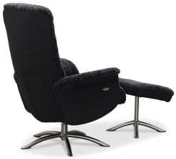 HEMSE Snurrfåtölj med pall, fårskinn mörkgrå/tyg Maison 47