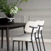 HERBSTER Stol beige tyg/svarta metallben