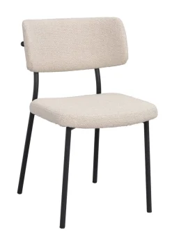 HERBSTER Stol beige tyg/svarta metallben