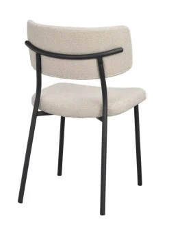 HERBSTER Stol beige tyg/svarta metallben