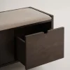 HILLMOND Bänk 2L 80 brunlackad ek/beige tyg