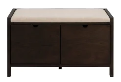 HILLMOND Bänk 2L 80 brunlackad ek/beige tyg