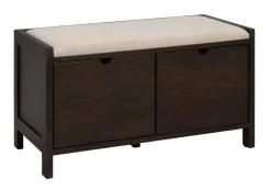 HILLMOND Bänk 2L 80 brunlackad ek/beige tyg