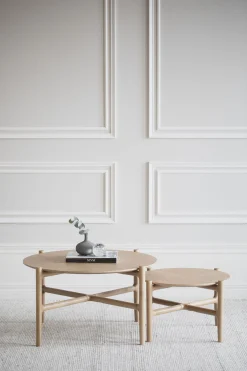 HOLTON Soffbord Ø 80cm massiv ek, mdf ekfanér bordsskiva