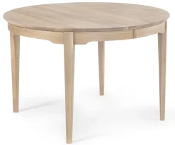 HOVDALA Matbord Ø 115 2 ilägg vitoljad ek