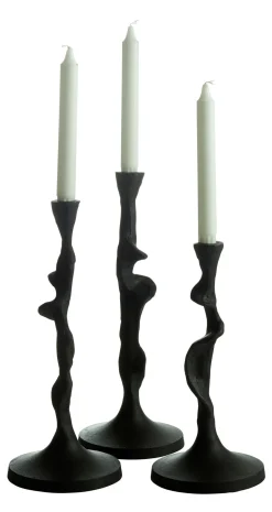JASPER Ljusstake svart 10cm h36cm 100% bränd aluminium