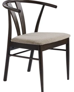 JIVAGO Matstol i lackad mörkbrun ek, sits i tyg alpine grå/beige, foam, Sitthöjd 46,5 cm