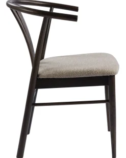 JIVAGO Matstol i lackad mörkbrun ek, sits i tyg alpine grå/beige, foam, Sitthöjd 46,5 cm