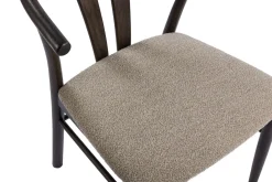 JIVAGO Matstol i lackad mörkbrun ek, sits i tyg alpine grå/beige, foam, Sitthöjd 46,5 cm
