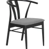JIVAGO Matstol i lackad svart ek, sits i boucletyg alpine grey 65