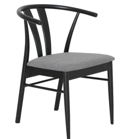 JIVAGO Matstol i lackad svart ek, sits i boucletyg alpine grey 65