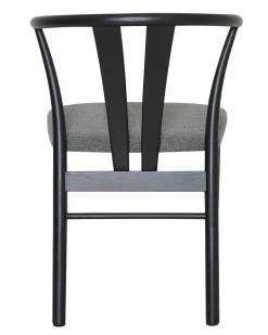 JIVAGO Matstol i lackad svart ek, sits i boucletyg alpine grey 65