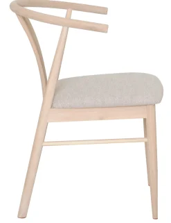 JIVAGO Matstol i vitoljad ek, beige tygsits, sits i boucletyg alpine 01 beige