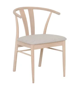 JIVAGO Matstol i vitoljad ek, beige tygsits, sits i boucletyg alpine 01 beige