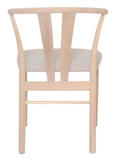 JIVAGO Matstol i vitoljad ek, beige tygsits, sits i boucletyg alpine 01 beige