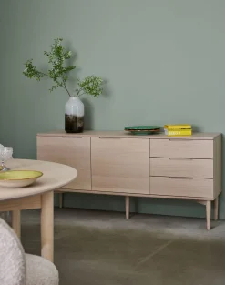 KARMELIET Sideboard 2 dörr+3 lådor vitpigmenterad lackad ekfanér, wl102, softclose