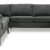 KINGSTON Hörnsoffa 2H3SD m divan höger tyg Centauri Steel, arm Rochester, svarta metallben