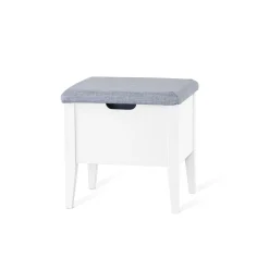 KLINTE bänk 45 cm vit med tyg Chelsea ljusgrå