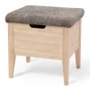 KLINTE bänk 45 cm vitoljad ek med Abriamo brun